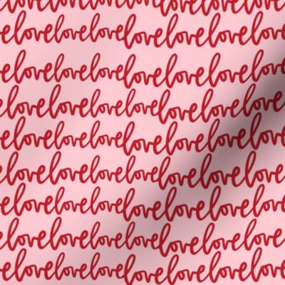 love love love valentine's day cursive script handlettered red pink