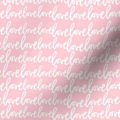 love love love valentine's day cursive script handlettered pink white