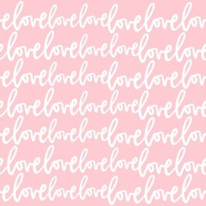 love love love valentine's day cursive script handlettered pink white