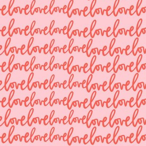 love love love valentine's day cursive script handlettered pink salmon