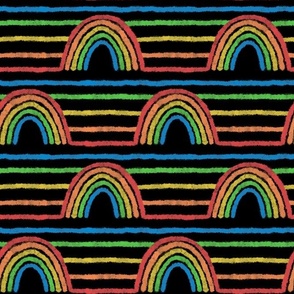 Watercolor Rainbow Stripes on Black