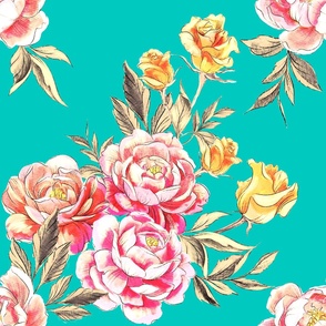 Peony Power Teal