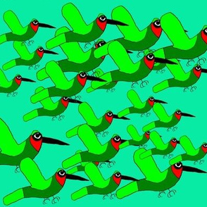 Flock of Ruby - Throated Hummingbirds