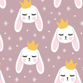 Bunny Princess - mauve - easter spring rabbit bunnies LAD19