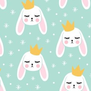 Bunny Princess - aqua - easter spring rabbit bunnies LAD19
