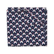 Floral Bunnies - navy - easter spring rabbit bunnies LAD19