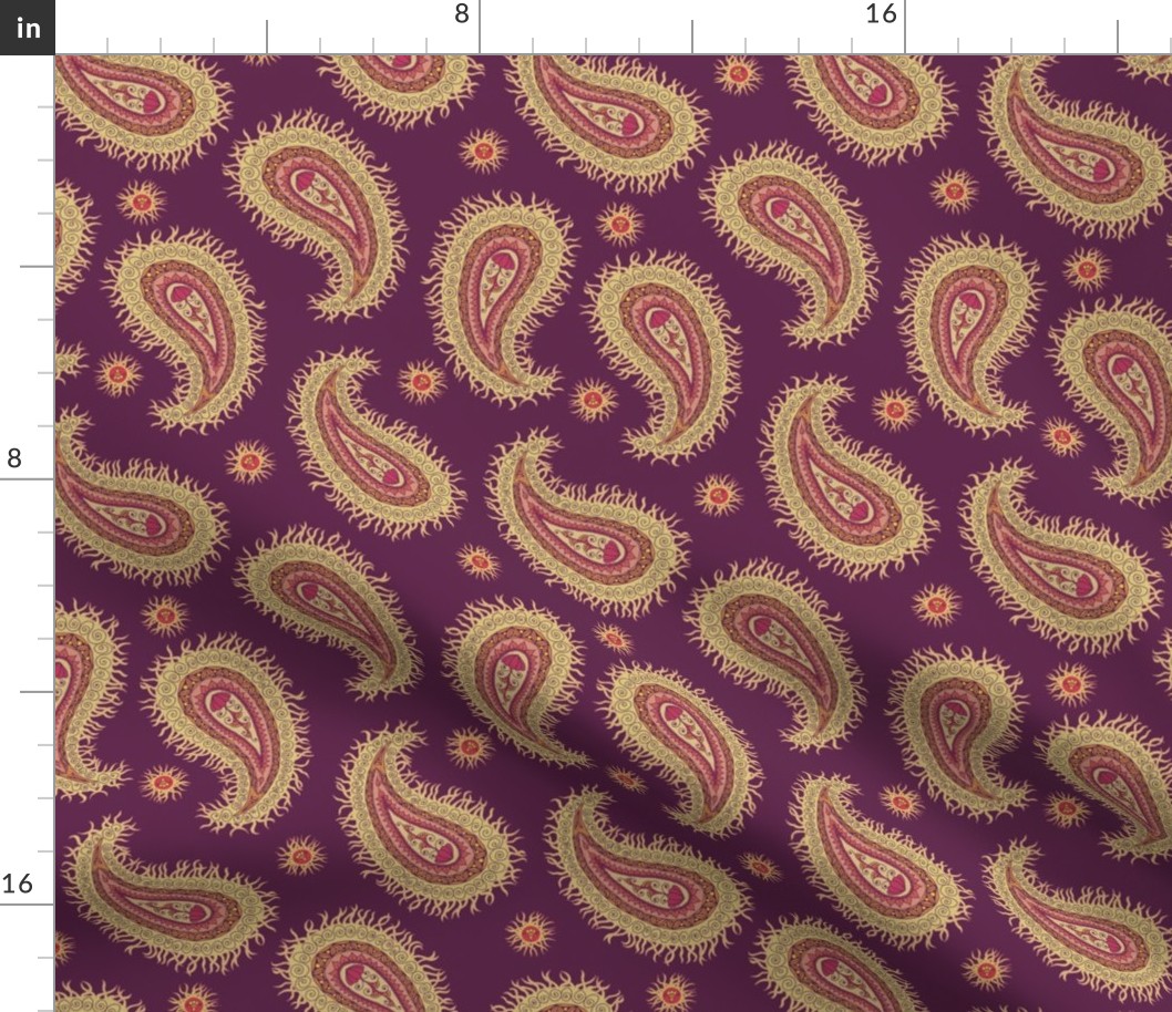 Yellow Paisley on Magenta