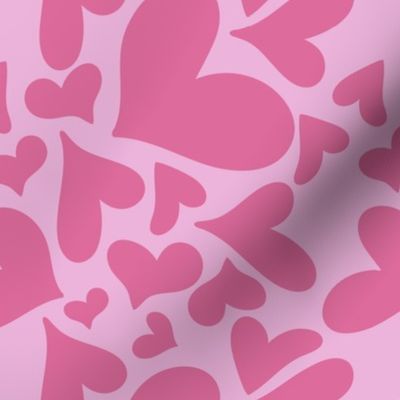 Valentines Day Cute  Dark  Pink Hearts on Light Pink Backgroud - Valentines Day - Valentines Day Fabric