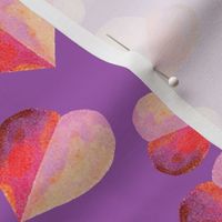 Valentines Day Cute Water Color  Hearts Pinks on Purple Background - Valentines Day - Valentines Day Fabric