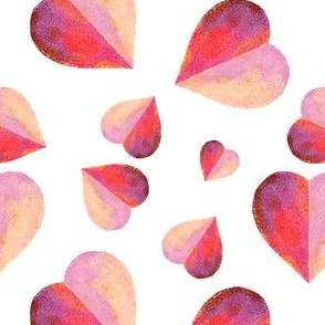 Valentines Day Cute Water Color Doodle Hearts Pinks on White Background - Valentines Day - Valentines Day Fabric