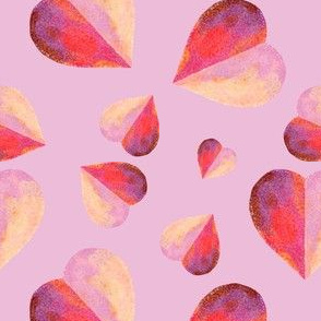  Valentines Day Cute Water Color Doodle Hearts Pinks on Pink Background - Valentines Day - Valentines Day Fabric