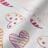 Valentines Day Cute Water Color Doodle Hearts Pinks and Purples - Valentines Day - Valentines Day Fabric