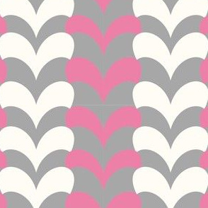 Valentines Day Grey and Off White Hearts and Pink Modern Chevron Pattern - Valentines Day - Valentines Day Fabric