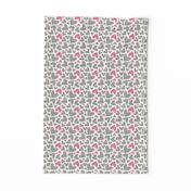 Valentines Day Grey and Pink Hearts on Off White Background - Valentines Day - Valentines Day Fabric