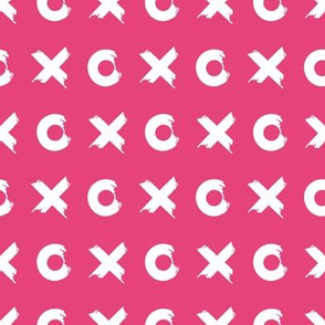 Valentines Day Hugs and Kisses XO Brush Stroke on Pink Background - Valentines Day - Valentines Day Fabric