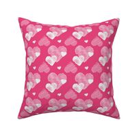 Valentines Day Doodle Hearts Pink and White on Dark Pink Background - Valentines Day - Valentines Day Fabric