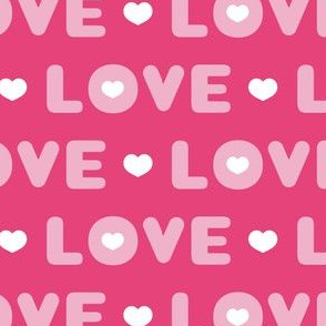 Valentines Day LOVE Heart Light Pink on Dark Pink Backgroud - Valentines Day - Valentines Day Fabric