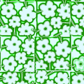 GREEN FLOWERY SQUARES