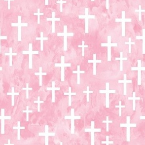 Crosses on pink watercolor - LAD19