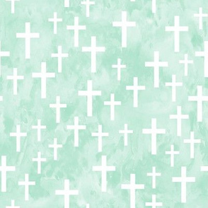 Crosses on mint watercolor - LAD19