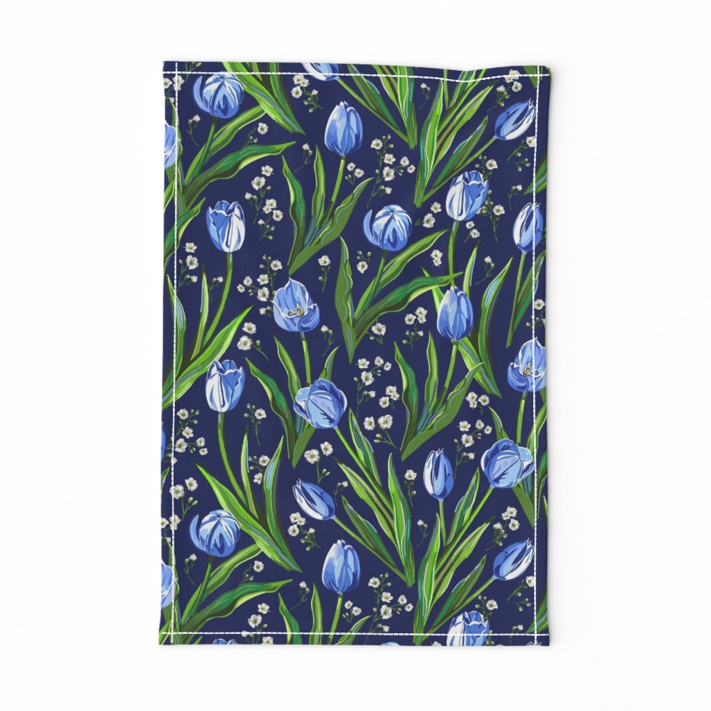 Blue Tulips + Babys Breath | Navy