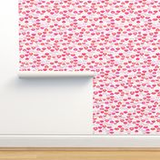 Valentines Day Doodle Lips Pink, Red, Orange, Coral on White Background, Kisses - Valentines Day - Valentines Day Fabric