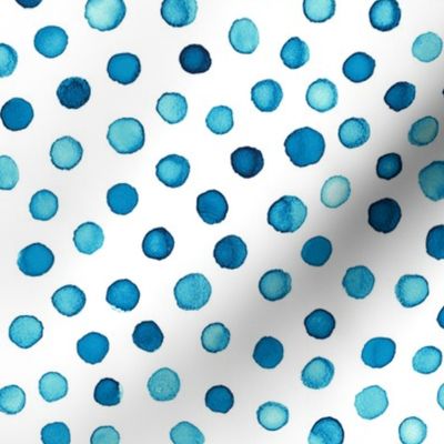 watercolor polka dots - bright blue