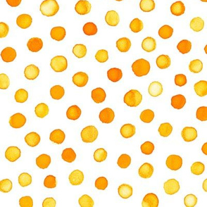 watercolor polka dots - solar orange