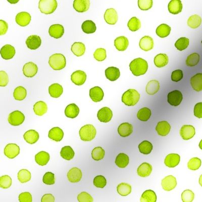 watercolor polka dots - lime green