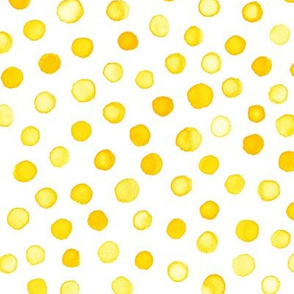 watercolor polka dots - yellow gold