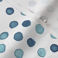 watercolor polka dots - navy and light blue