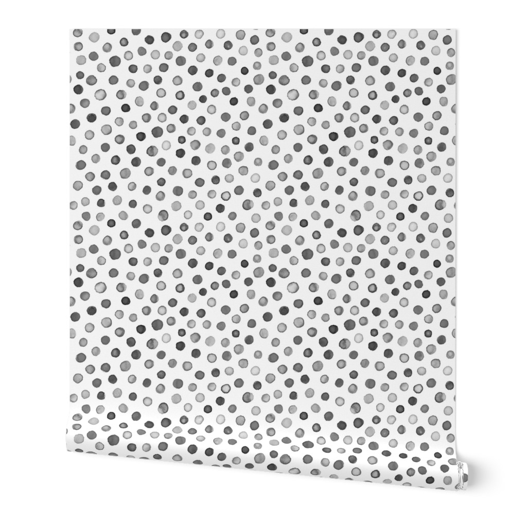 watercolor polka dots - black and white