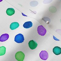 watercolor polka dots - purple, blue, teal and green