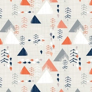 forest mountain - coral and grey