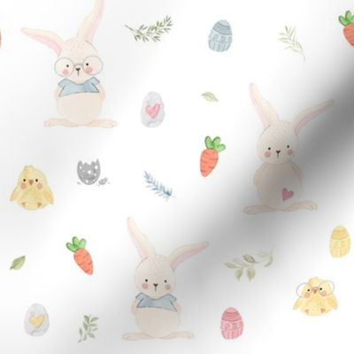 8" Hoppy Easter // White - Spring, Rabbit, Bunny
