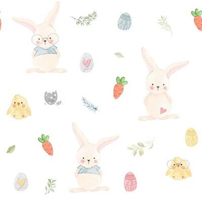 8" Hoppy Easter // White - Spring, Rabbit, Bunny