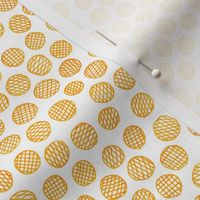 hatched pen and ink polkadots - solar yellow-orange 