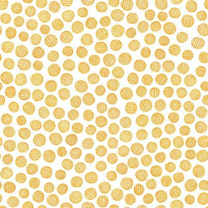 hatched pen and ink polkadots - solar yellow-orange 