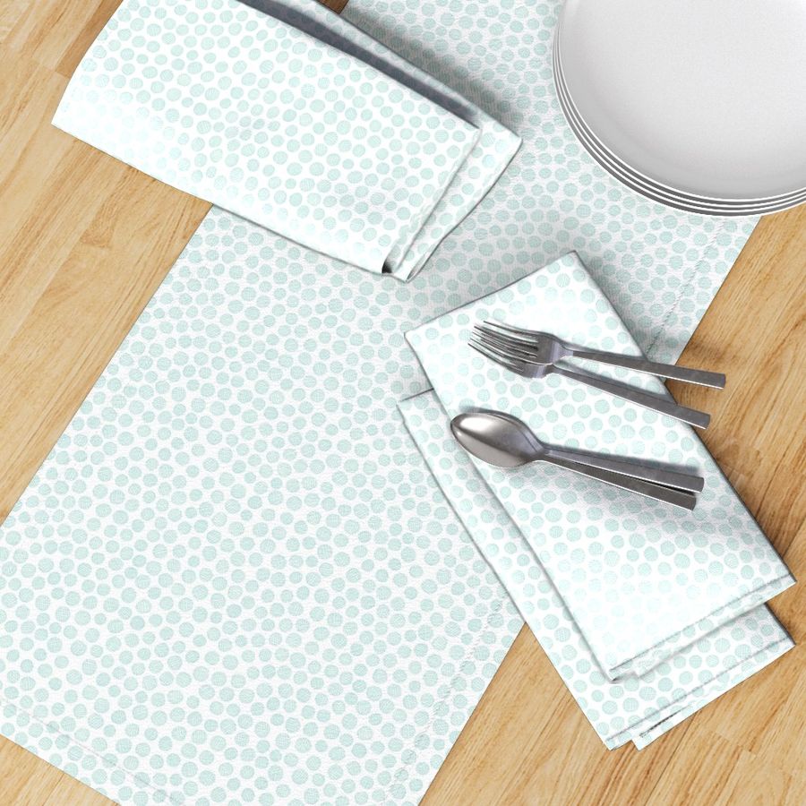 hatched pen and ink polkadots - trendy mint