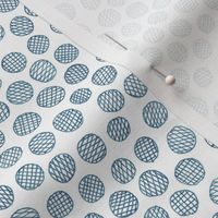 hatched pen and ink polkadots - trendy navy