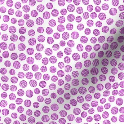 hatched pen and ink polkadots - bright plum