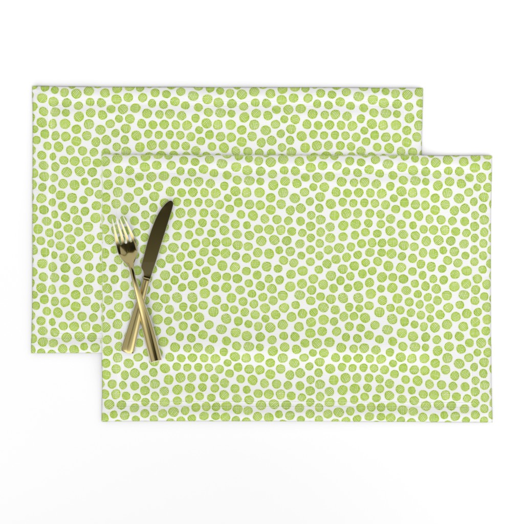 hatched pen and ink polkadots - lime green 