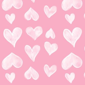 Valentines Day Watercolor Hearts Light Pink on Pink Background - Valentines Day - Valentines Day Fabric