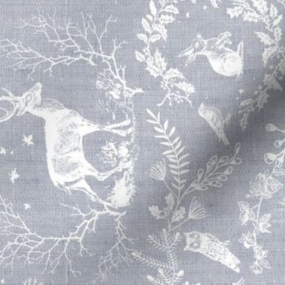 Winter Woodland Toile (grey solid/burlap) LRG rotated
