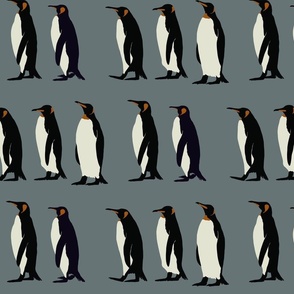 Penguin march in ice blue