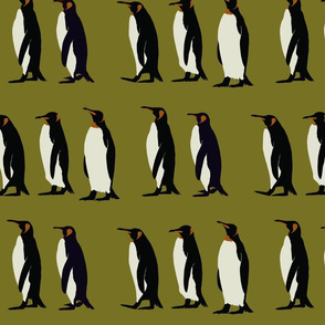 Penguin march in olive green