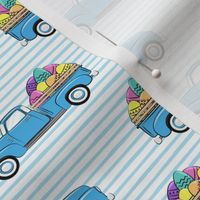 vintage truck with Easter eggs - Easter Fabric - blue stripes LAD19