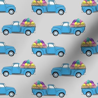 vintage truck with Easter eggs - Easter Fabric  - light grey LAD19