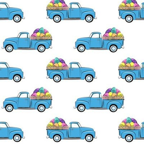 vintage truck with Easter eggs - Easter Fabric  LAD19