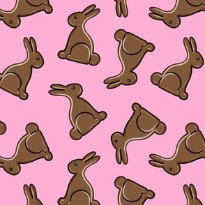 chocolate bunny on dark pink - easter candy - LAD19